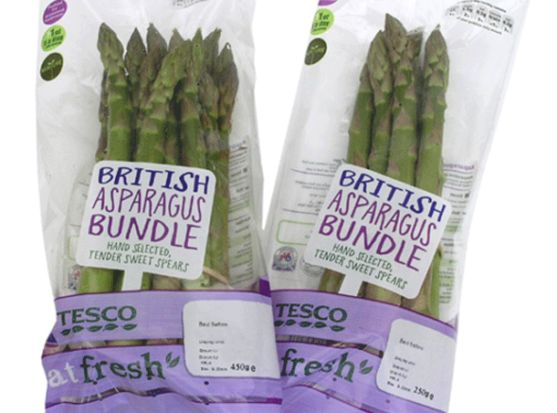 New Tesco packaging extends shelf life of asparagus