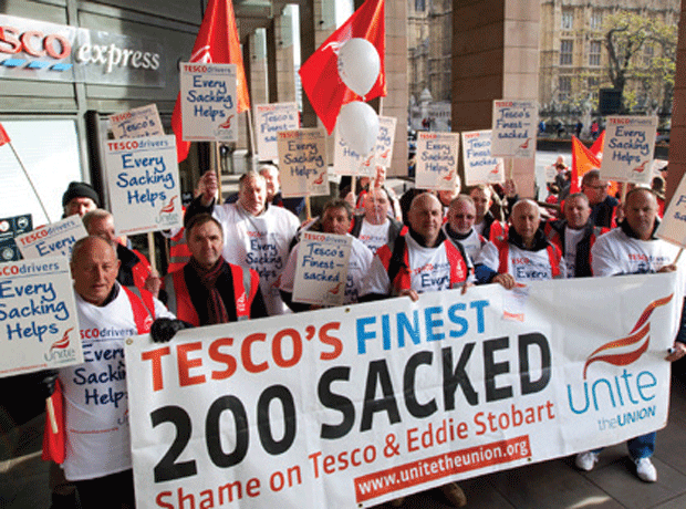 Tesco delivery drivers walk out again as Stobart battle rages on