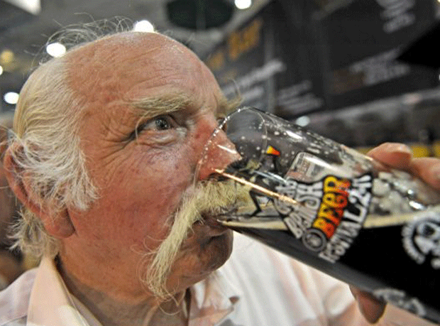 Ron Simpson drinking ale at Great British Beer Festival