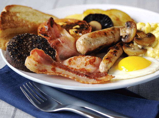Cooked breakfast black pudding