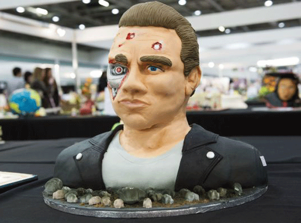 Cake showing Arnold Schwarzenegger as The Terminator