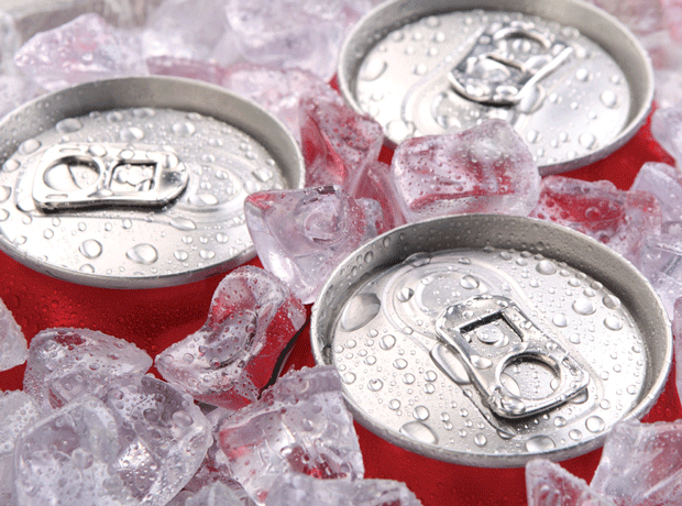 Coca cola cans in ice